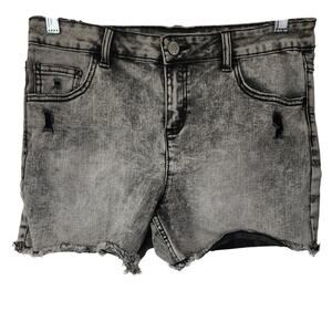 Justice Black Stone washed Distressed Frayed Hem Jean Shorts Girls Size 18 Plus